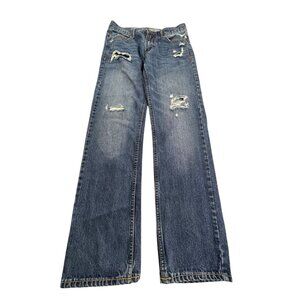 Aeropostale Jeans Mens 30x30 Blue Distressed Straight Leg Denim Pants Ripped Y2K